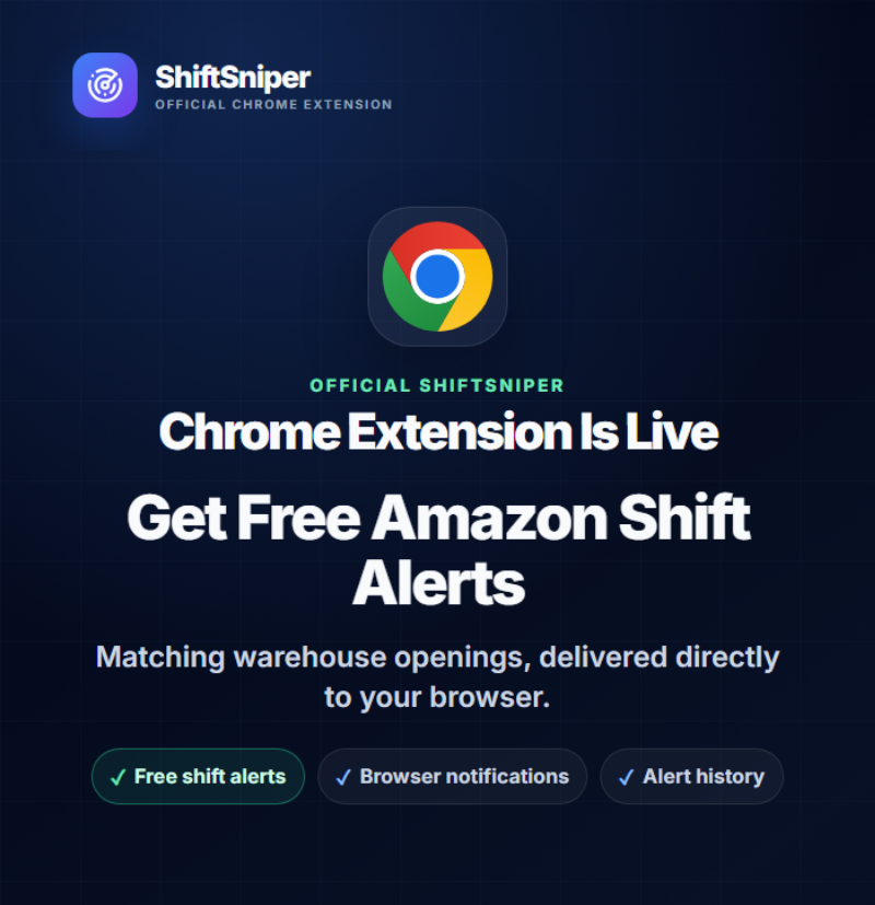 ShiftSniper Chrome extension for Amazon warehouse job alerts